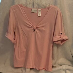 Liz Claiborne Soft Pink V-Neck Blouse
